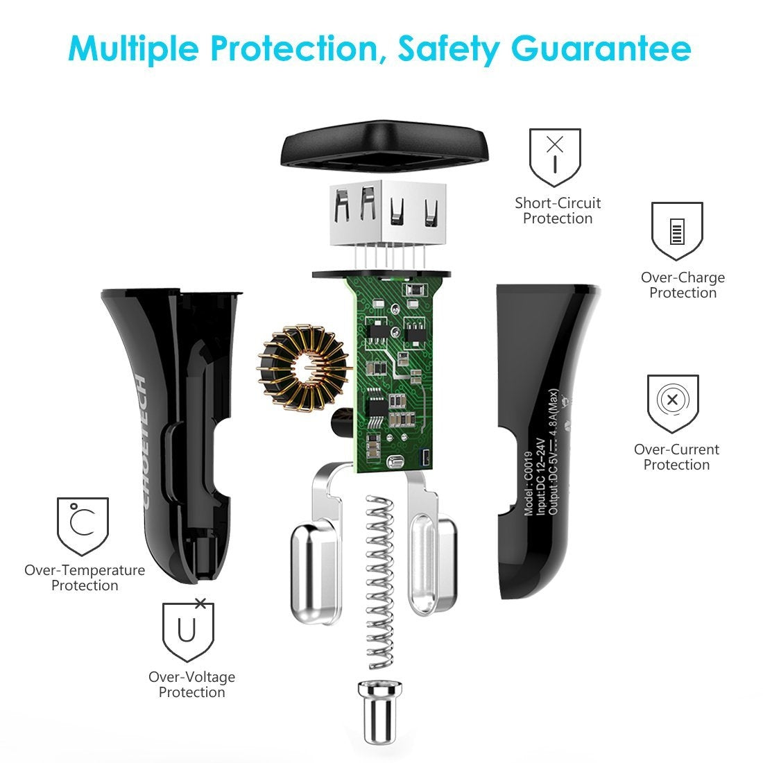 CHOETECH C0051 Quick Charge 3.0 Car Charger with dual USB ports for fast charging in vehicles.